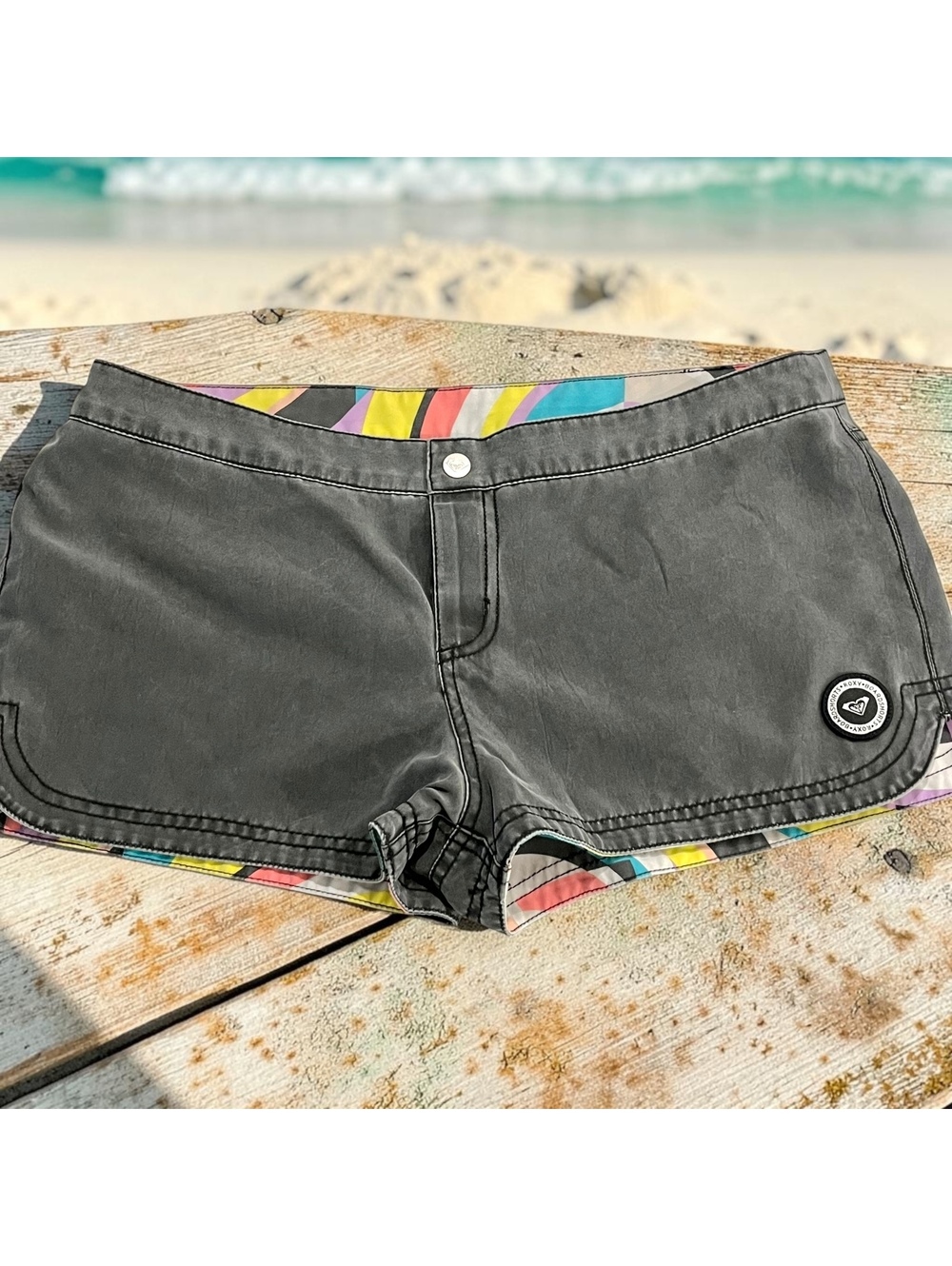 Vintage Y2K Roxy Reversible Board Shorts 32 Low Rise Micro Faded Surf Skate